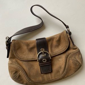 Coach suede & leather shoulder purse